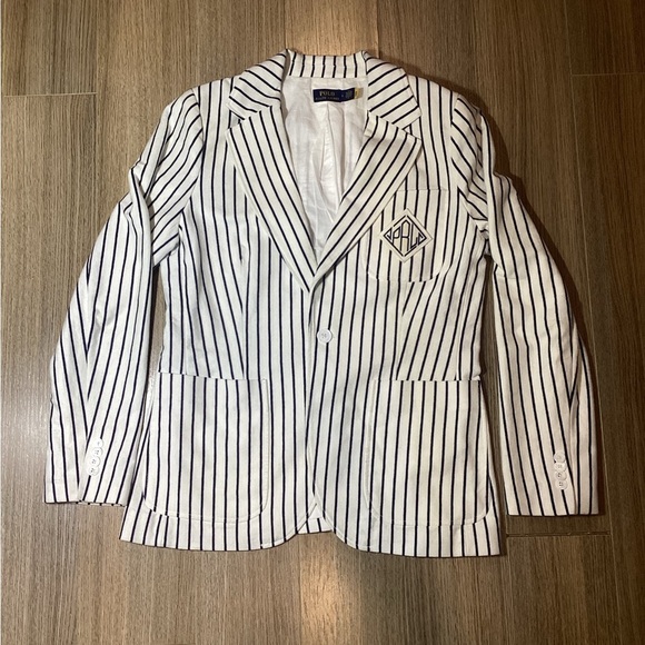 Ralph Lauren Jackets & Blazers - Ralph‎ Lauren White Striped Cotton Blazer – Women’s Size 8 – Pre-Owned